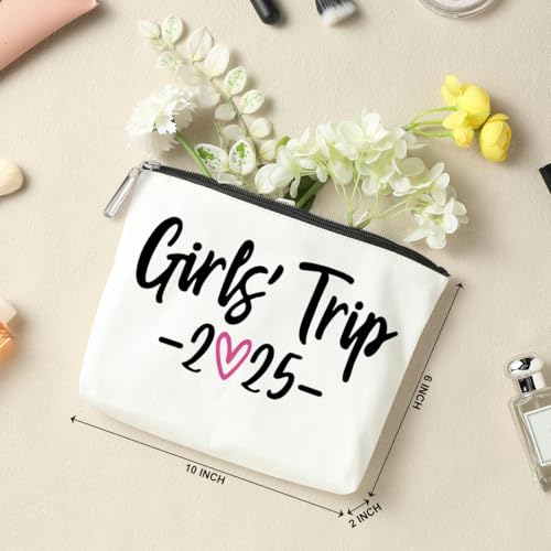 6 PCS 2025 Girls Trip Fashion Cosmetic Bags for Women - Travel Accessory - Canvas - Zipper - Adult Women - Unisex - 10 x 6 x 1.9 inches - Stain & Scratch Resistant