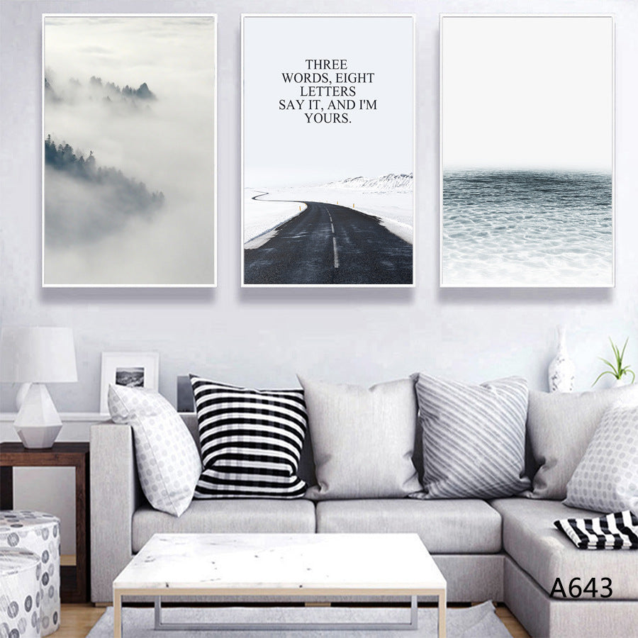 Black and White Building Triptych Canvas Wall Art - Nordic Style, Multiple Sizes