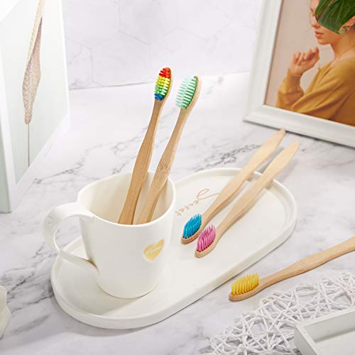 40 Pieces Bamboo Toothbrushes Charcoal Toothbrush Bamboo Toothbrushes with BPA-Free Nylon Bristles(Multi-Color)