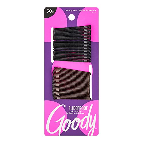 Goody Metallic Bobby Pins - 50 Count, Black - 2 Inch Pins for Secure and Painless Hairstyling on All Hair Types
