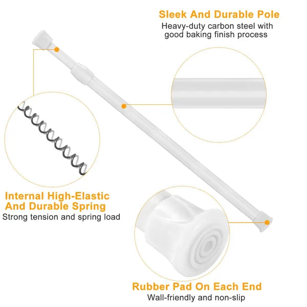 90cm Adjustable Tension Curtain Rod - Heavy-Duty Steel