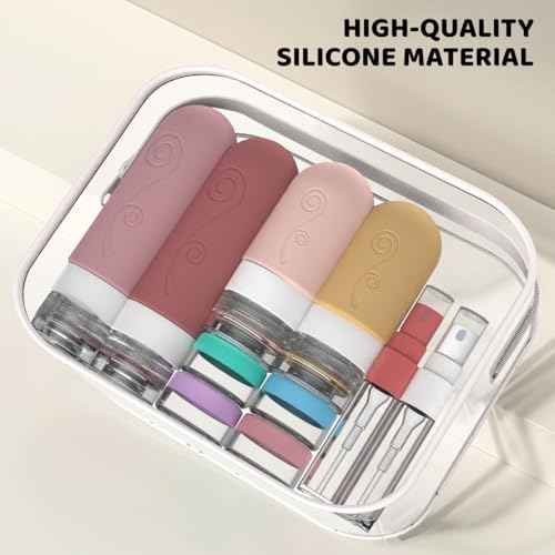 vodvob 16 Pack Travel Bottles Set for Toiletries, TSA Approved Travel Containers Leak Proof Silicone Squeezable Travel Accessories 2oz 3oz for Shampoo Conditioner Lotion Body Wash (BPA Free) (pink)