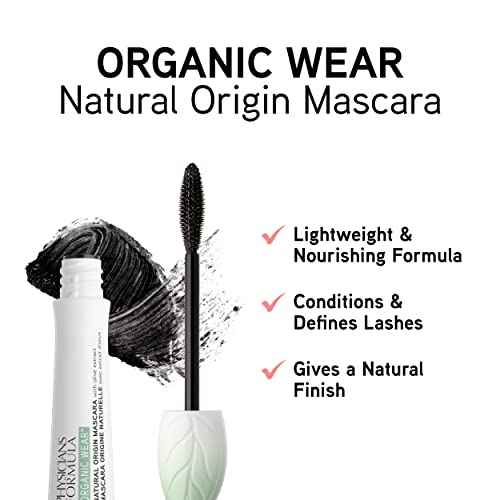 Physicians Formula Organic Wear Lash-Boosting All Natural Mascara, Lifts, Lengthens, For Sensitive Eyes, Dermatologist Tested - Natural Origin Black
