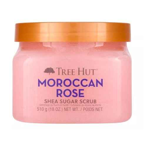 Tree Hut Moroccan Rose Shea Sugar Scrub, Exfoliating & Hydrating Body Scrub with Shea Butter & Essential Oils, Smooth & Soften Skin, Holiday Gift & Stocking Stuffer, 18 oz