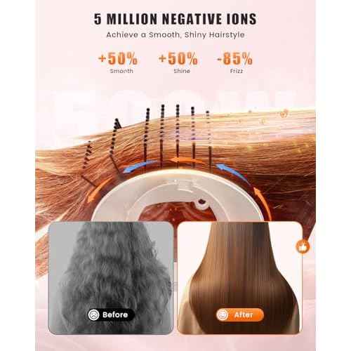 8-in-1 Professional Hot Air Styler&Hair Dryer Brush, Powerful Multi-Styler with Auto-Wrap Curler with Storage Case, Fast Drying Curling Straightening Volumizing Without Heat Damage(Gold)