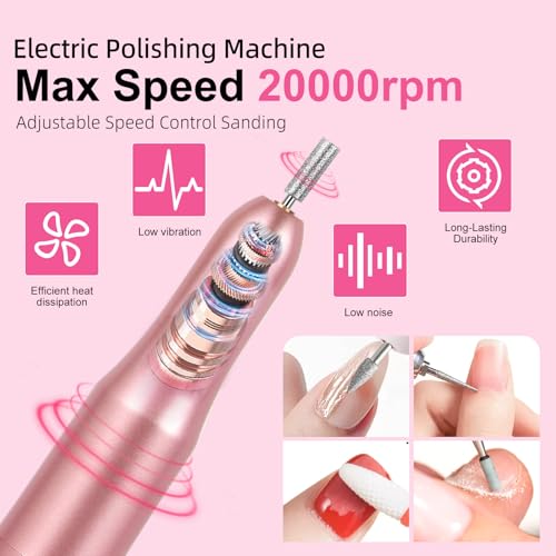 Acrylic Nail Art Kit-Nail Art Manicure Set Acrylic Powder Brush Glitter File French Tips U V Lamp Nail Art Decoration Tools Nail Drill kit for beginners with everything at home (White)