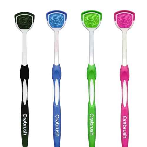 Soft Bristles Tongue Brush for orabrush - Gentle on Gag Reflex£¬Ergonomic Design, Freshens Breath for Improved Dental Hygiene£¬4 Tongue Scrapers - 4 pack
