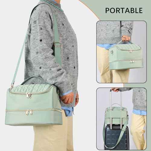 Nail Polish Organizer Case,Nail Storage Organizer Holds Nail Lamp & 50 Bottles Nail Polish,Travel Nail Tech Case,Waterproof Nail Kit Organizer Bag Fits Nail Supplies & Manicure Tools (Green)