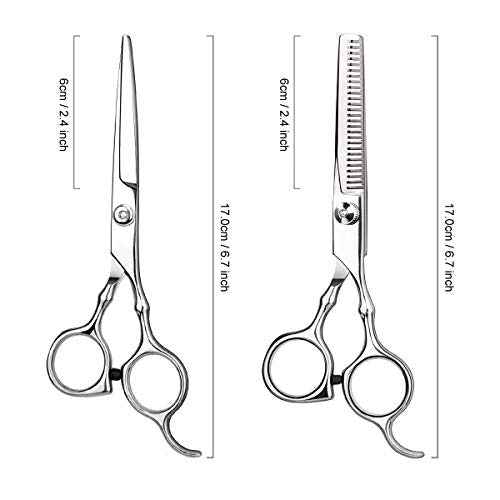 Hair Cutting Scissors Professional Home Haircutting Barber/Salon Thinning Shears Kit with Comb and Case for Men/Women (Silver)