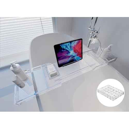 Acrylic Bathtub Tray Expandable Tub Trays Clear for Bath Caddy for Bathtub