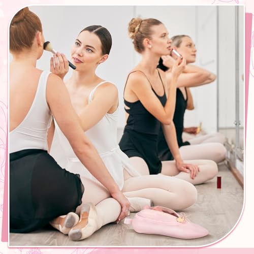 Kacctyen 3 Pcs Christmas Ballet Gifts for Girls Ballerina Shoes Canvas Tote Bag Ballet Dance Shoe Makeup Bag Pink Pom Pom Keychain for Ballerina Recital Birthday Xmas Gifts