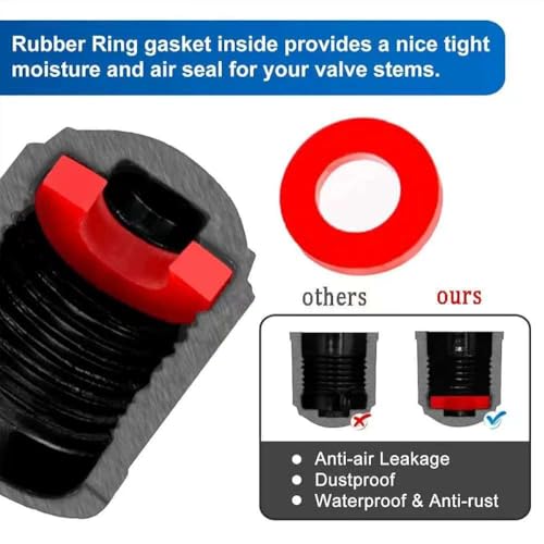 Tire Valve Stem Caps The Upgraded Version has a Sealing Ring for Car, Motorbike, Trucks, Bike, Bicycle (60) Grayness