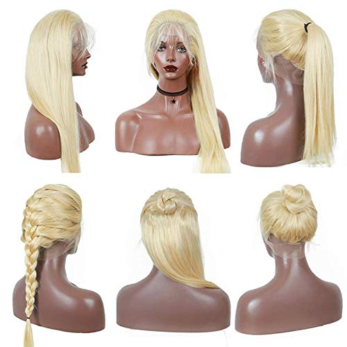 Slightly Bleach Knots Lace Front Wig #613 Blonde Human Hair Lace Wigs Colored with Pre-Plucked Hairline Thick 150% Density Lace Wigs Full Ends with Baby Hair 24'' for Black&White Women