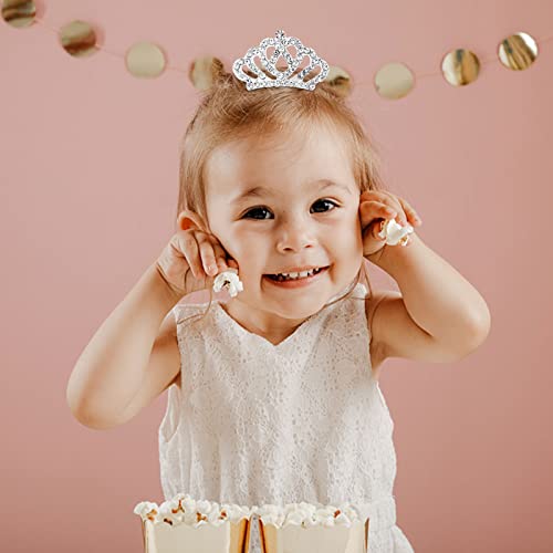Princess Crown Comb Set for Girl 18 Pcs Silver Tiara Crown with Comb Crystal Tiara Headband Rhinestone Hair Piece Toddler Bride Hair Accessories for Birthday Party Photography Young Teens Gifts