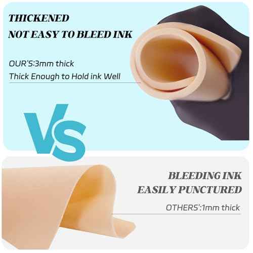 15Pcs 3MM Tattoo Practice Skins - Worldget Double Sided Fake Skin for Tattooing, 7.4"x5.6" Silicone Tattoo Skin Kit for Machine Practice, Beginners & Pros