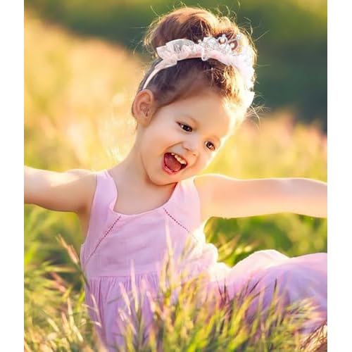 Huachi Princess Tiara Crown Headband Cute Tulle Tiaras Crowns Birthday Headbands for Women Teens Head Bands Party Favor Fairy Costume Hair Accessories (Pink)
