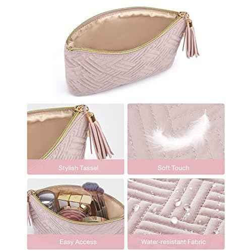 BAGSMART Small Cosmetic Bag, Elegant Roomy Makeup Bags,lipstick pouch,Zipper Pouch,Great Gifts for Women,Travel Waterproof Toiletry Bag Accessories Organizer Gifts (Pink-1 pcs)