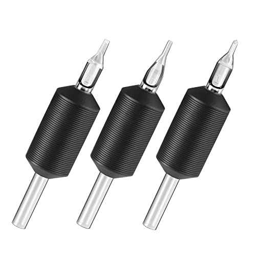 5RT Clear Tube Grips 25PCS, 1 Inch Disposable Tube Grip with Black Silicone Grips and Clear Long Tips, 5 Round Tubes for 3RL 4RL 5RL 3RS 4RS 5RS