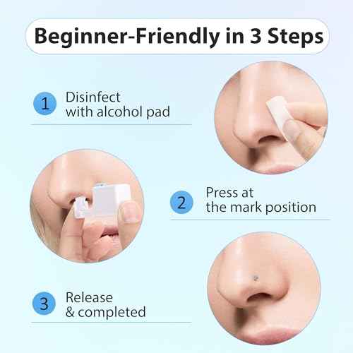 2-Pack Disposable Nose Piercing Kit, Nose Piercing Gun, Self Piercing Kit for Nose Studs and Nose Rings, Hypoallergenic Stainless Studs for Sensitive Skin