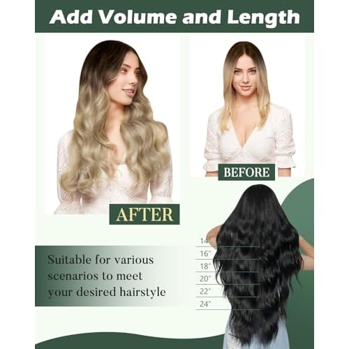 Ugeat 20 Inch Weft Hair Extensions Ombre Brown Sew in Hair Extensions for Women Balayage Chestnut Brown Mix Bleach Blonde Sew in Extensions Real Human Hair Comfort Wear 100G