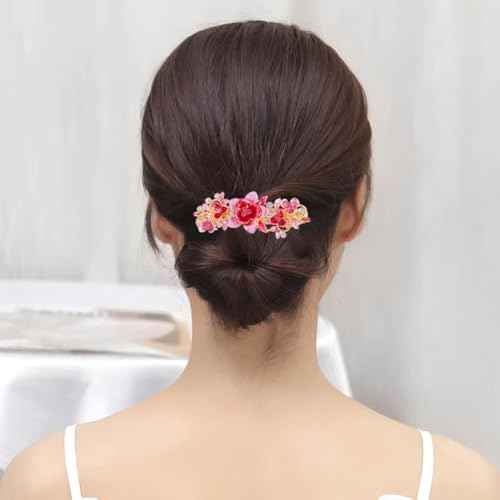 2 PCS Vintage Flower Jewelry Design Hairpin,Pink Rhinestone Flower Hair Clips Hair Barrette for Women and Girls French Style Hair clips Hair Accessories
