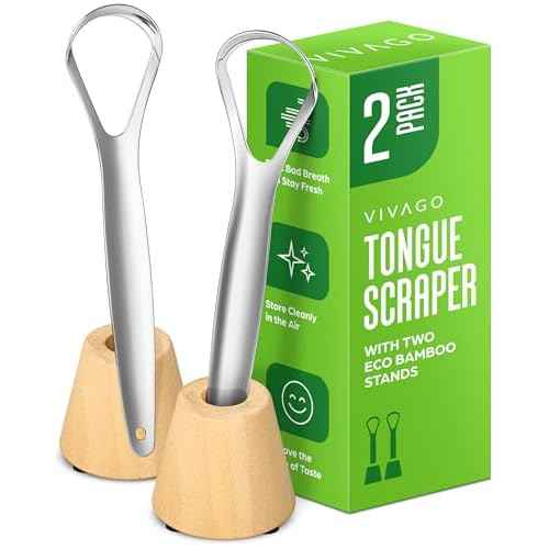 Tongue Scraper for Adults with Holder (2 Pack) - Metal Tongue Scraper for Tongue Cleaning and Reducing Bad Breath - Stainless Steel Tongue Scraper for Adults, Tongue Cleaner for Adults