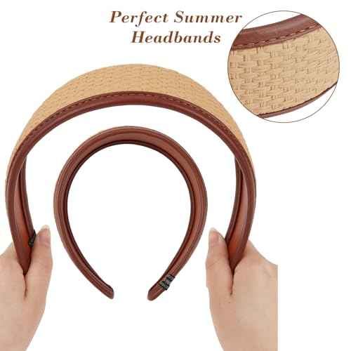 Ondder Straw Cute Headband Thick Rattan Wide Headbands for Women Diademas Para Mujer de Moda Summer Accessories for Women
