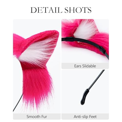 Handmade Fur Fox Wolf Cat Ears Headwear Fancy Dress Cosplay Animal Furry Ears Head Accessories for Halloween