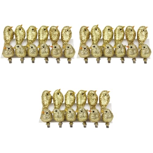 HOMSFOU 36 Pcs Glitter Bird Clip on Ornaments - Sequin Bird Ornaments for Women - Ladies Jewelry Hair Barrette - Birds Decor Hair Clips - Miss Statue Gold Powder, Ideal for Parties and Festivals