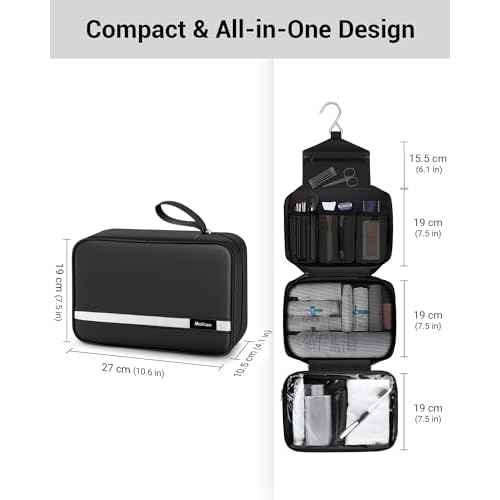 Maliton Toiletry Bag for Men & Women Travel Toiletry Bag Hanging Toiletry Bag Hygiene Organizer with 4 Compartments Waterproof Bathroom Shower Bag Large Toiletries Travel Bag(Black)