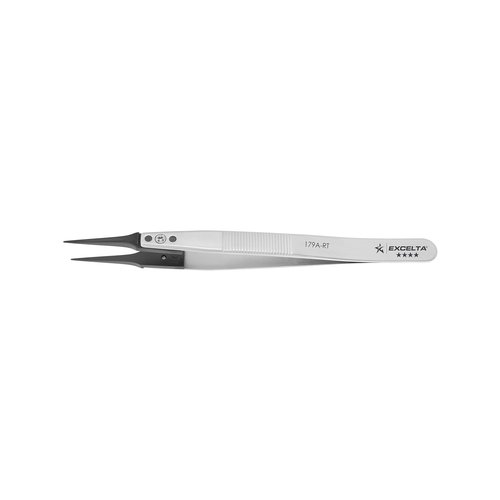 Excelta Straight Tweezers with Replaceable Tips, Anti-Magnetic Stainless Steel, ESD Safe, Heat Resistant up to 195°F, Ideal for Cleanroom Use, Superior