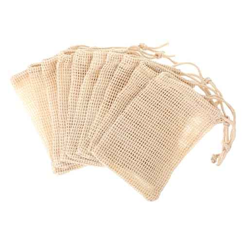 10 PCS Soap Bags Natural Sisal Soap Saver for Foaming and Drying Bubble Mesh Soap Scrubber Pouch Handmade Cotton Bag with Drawstring Body Facial Cleaning Bath Shower Tool