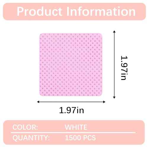 1500Pcs Lint Free Nail Wipes, Pink No Lint Nail Wipes for Gel Nails Lint Free Polish Remover Wipe Eyelash Extensions Glue Nails Cleaning Pads Supplies