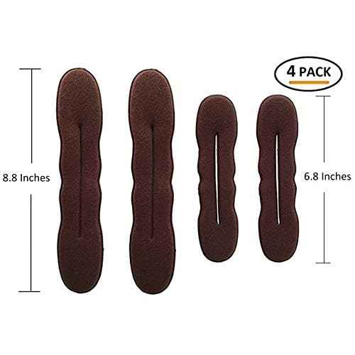 Styla Hair Magic Bun Maker (2 Small, 2 Large) Foam Sponge Bun Shaper Hair Accessories (Brunette)