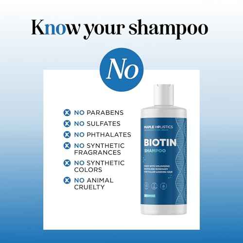 Rosemary and Biotin Shampoo for Thinning Hair - Vegan Volumizing Shampoo for Fine Hair with B Vitamins Argan Oil & Tea Tree Essential Oil - Paraben Silicone and Sulfate Free Vegan Formula (8 Fl Oz)