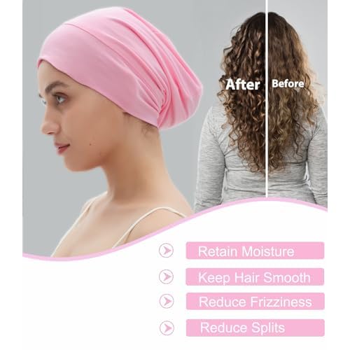 Satin Bonnet for Sleeping Night Cap, Satin Lined Silk Bonnet Large Sleep Cap for Curly Braids Hair Beanie Black Women