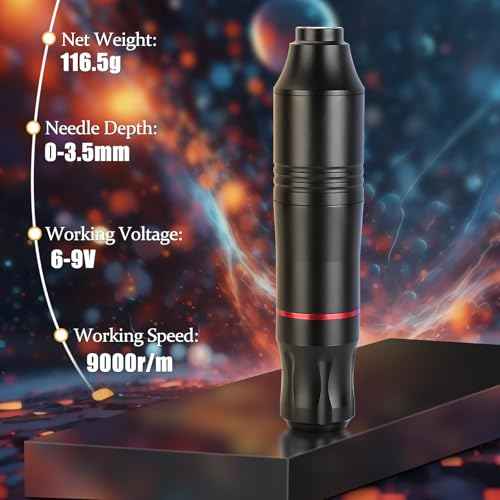 Tattoo Pen Kit Tattoo Cartridge Needles Tattoo Machine for Beginners Rotary Tattoo Pen Kits Complete Tattoo Sets (BLACK)
