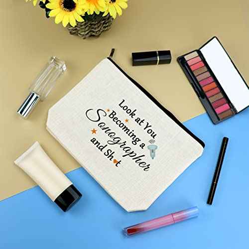 Sonographer Gift Makeup Bag Ultrasound Tech Gift Sonography Tech Gifts Cosmetic Bag Radiologist Gift Christmas Birthday Gifts for Women Sonographer Radiologist Graduation Gift Travel Toiletry Bag