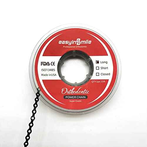 SNAWOP Dental Orthodontic Power Chain Multicolor Spool Elastic Rubber Bands for Teeth Braces (Long, Black)