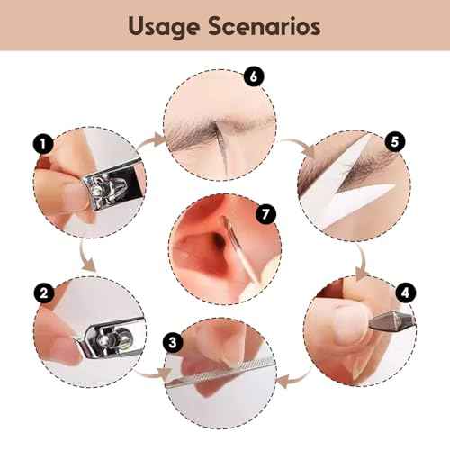 7 Pcs Manicure Set with Nail Clippers Scissors Files, Portable Grooming Kit for Home Office Travel with Storage Case