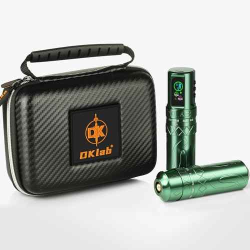 DKLAB Mizar Tattoo Pen Machine,Rotary Tattoo Gun Kit Load Strong Japanese Coreless Motor,Stroke Adjustable Start from 2.7mm to 4.5mm,2 Pieces of 1800mAh Battery Pack (Black)