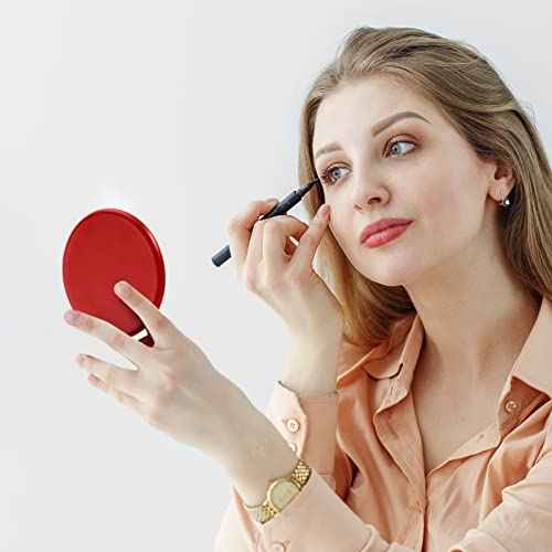 36 Pcs Compact Mirror Bulk Portable Round Makeup Mirror Mini Foldable for Purse Women Travel Daily Use Mother¡®s Day Gifts (Red)