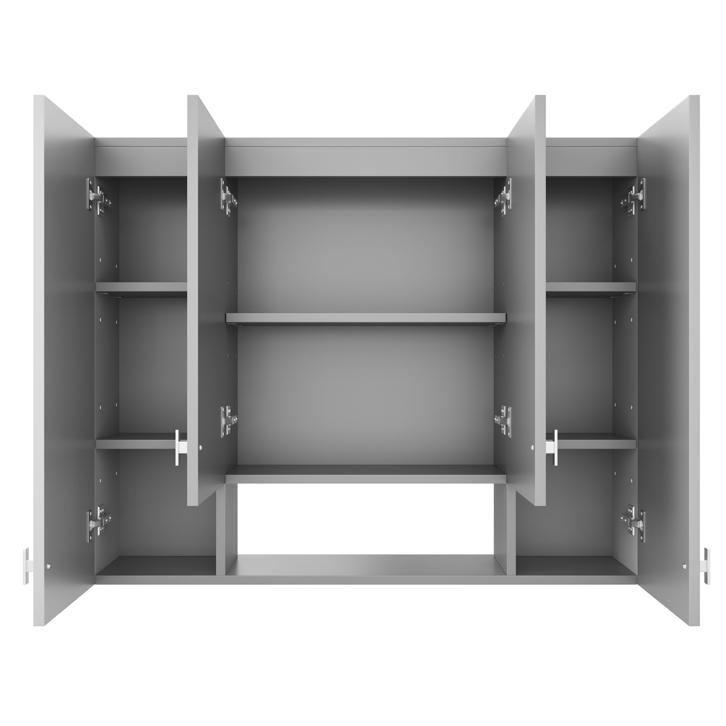 Wall-Mounted Modern Bathroom Cabinet with 5 Adjustable Shelves - Gray
