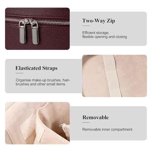 Makeup Bag, Travel Make up Case with Compartments and Handle, Portable Cosmetic Organizer Bags,Toiletry Bag for Women