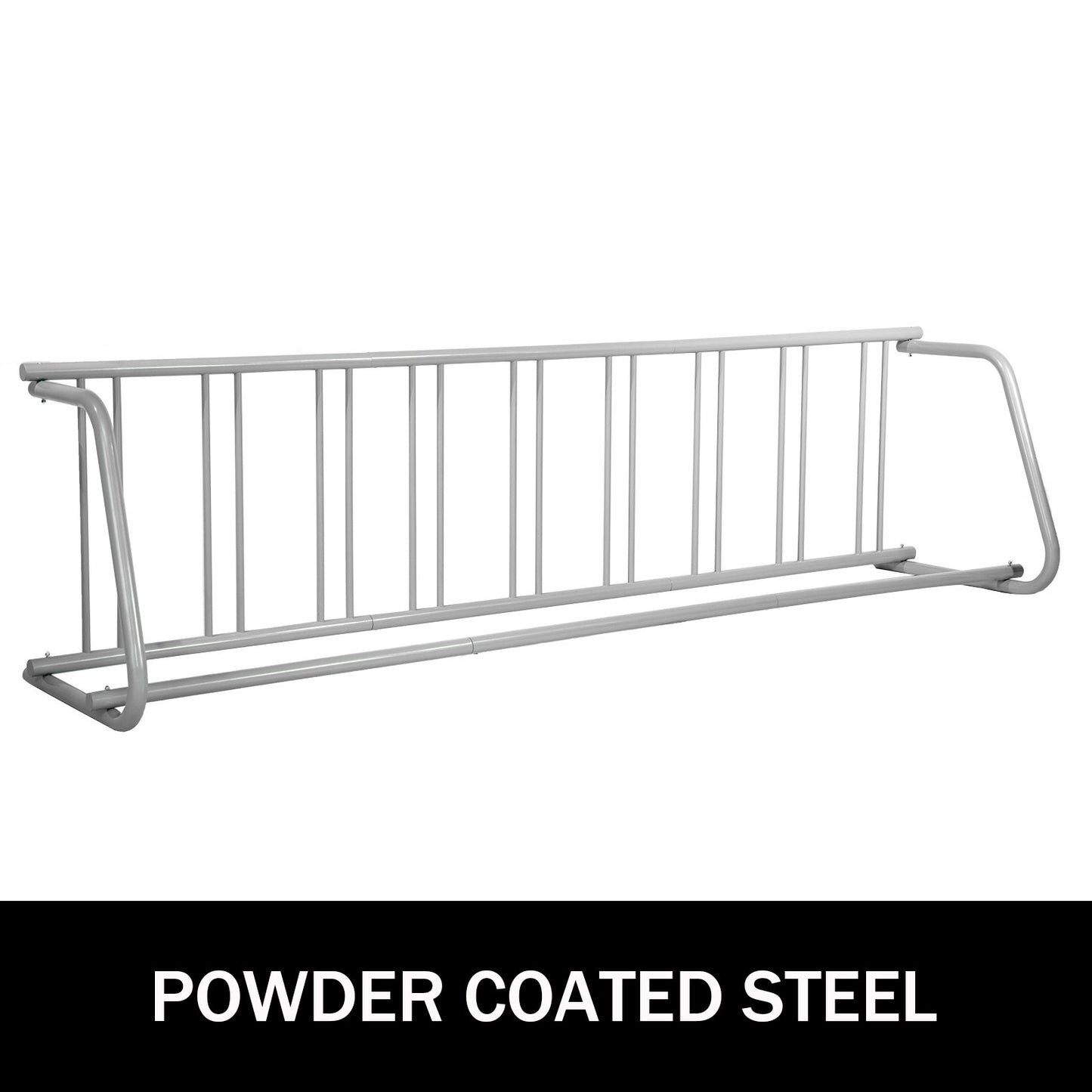 9-Bike Steel Floor Bike Rack Storage Stand for Garage Yards - Silver