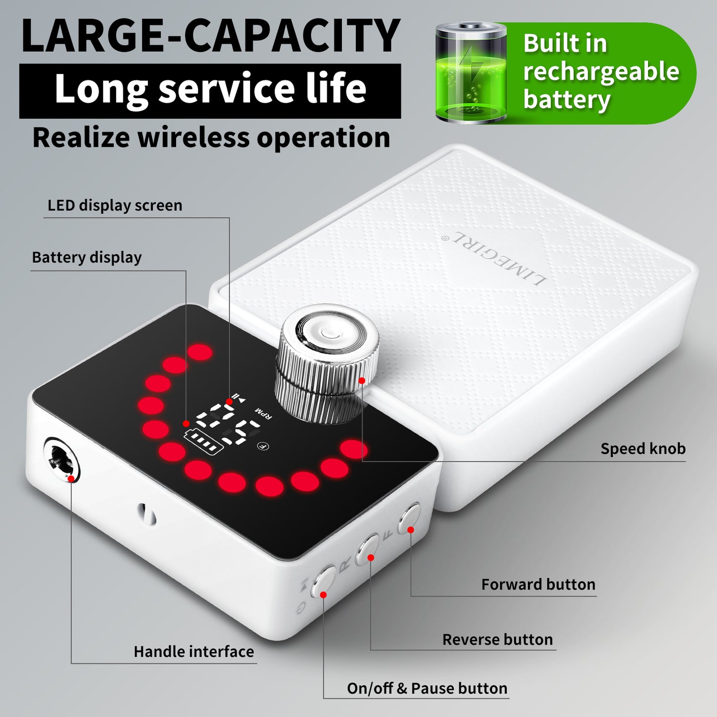 Professional Portable Electric Nail Drill - 50,000 RPM Rechargeable E-File