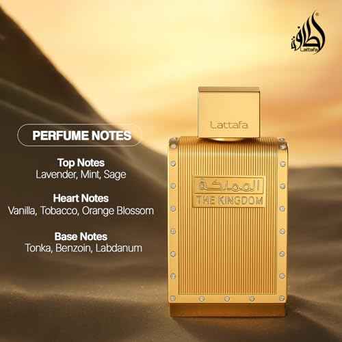 Lattafa The Kingdom Eau De Parfum Spray for Men, 3.4 Ounce