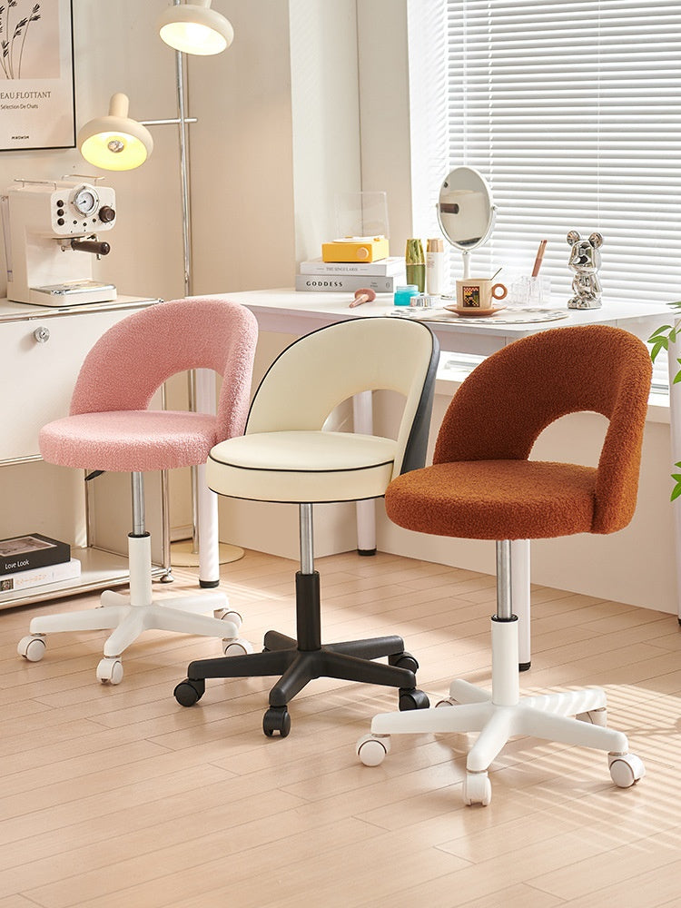 Fleece-Lined Computer Chair for Girls' Bedrooms - Multiple Colors