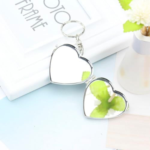 6 Pcs Sublimation Blank Pocket Makeup Mirror Keychains Double Sided Blank Compact Mirror Cosmetic Mirror Key Chain