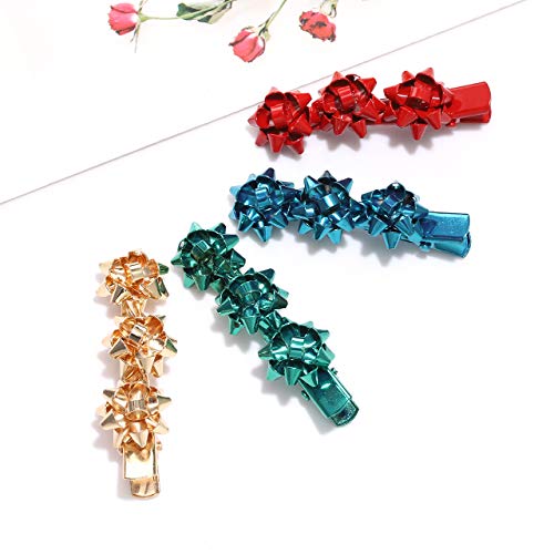 4PCS Christmas Bow Hair Clips for Women Girls Xmas Bow Hairpin Festive Hair Bows Alligator Clips Gifts (Style B)